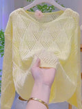 Atmosphere Feeling Yellow Flower Nails Hollow Knitted Knitted Shirt Spring And Autumn Fashion Soft Languid Sweater Female