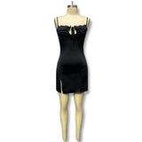 2025 Summer New Sexy Sexy Lace V Tie Sling Tice Tice Ribbon Short Dress Woman