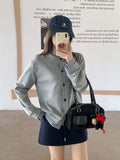 Fake Two Lattice Splicing Design Long-Sleeved Sweater Jacket 2026 Autumn New Niche Baseball Top Woman