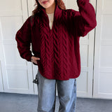 Dili Leisure Vacation Wool Woven Solid Color Long-Sleeved Sweater Women's Clothing 2025 Autumn And Winter
