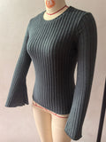 2026 New 8X4 Pit Gruffing Round Collar Women's Blouse Fashion Burst Long-Sleeved Lady T-Shirt