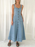 2025 New Sleeveless Mid-Long Dress Slings Bare Back Temperament Commuting Long Dress