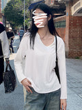 Pure Cotton Loose Long-Sleeved T-Shirt Women 2025 Autumn New Basic Pure Color Lazy Wind Bottoming Shirt