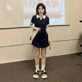Fat MM French College Style Polo Bagted Hip Dress Women's Summer 2025 New Thin Small Short Skirt