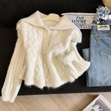High-Necked Sweater Coat Women 2025 Autumn And Winter New Loose Lazy Wind Collar Outside Wearing Thick Knitted Open Shirt Tide