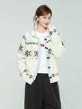 Mi-White Fair Island Plus Warm Sweater Coat Women's New Horn Buckle Knitted Cardigan Top