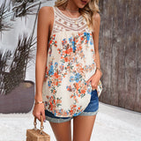 Dili Women's Clothing 2025 Spring And Summer Leisure Sleeveless Round-Neck Printing Sleeveless Top