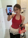 Sexy Hot Babes Wind Red Hanging Neck Small Sling Vest Woman 2026 Summer Seaside Thin Sleeveless Temperament Short Top