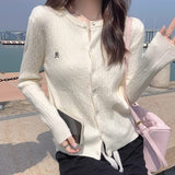 College Style Knitted Cardigan Women's Autumn And Winter 2026 New Niche Embroidery Temperament Outside A Small Man's Top