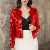 2025 Spring Burst Round Lead Long-Sleeved Sleeves Open-Colored Cardigan Casual Set Of Lightset Coat Woman