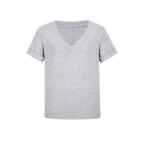 Short-Sleeved Women Summer Half-Sleeved Solid Dress Basic Sample Coat V Collar Loose Thin Shoulder T-Shirt Girl