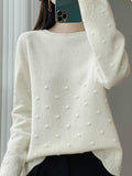 2025 Autumn And Winter New Round Neck Wave Knitted Shirt Loose Thick Coat With Gas Sweater Bottom Shirt Woman