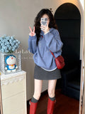 Korean Vintage Shell Embroidered With Hooded Sweater Female Autumn And Winter New Lazy Relaxed Slim Thin Top