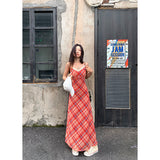 Lace V Collar Red Lattice Sling Dress Girl Spring And Summer Hottie Waist Thin Holiday Bag Hip Long Skirt