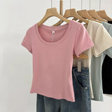 Design Sense Of Niche Short-Sleeved T-Shirt Women 2026 Summer New Slim Simple Casual Half-Sleeve Top