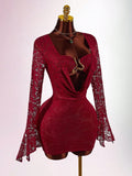 New Solid Color Body Sexy Temperament Lace Perspective Splicing Metal Design Kit Hip Skirt Dress Dress Woman