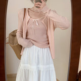 Gentle Hoodie With Two Sets Of 2025 Spring New Sweet Temperament Knitted Cardigan Women's Set