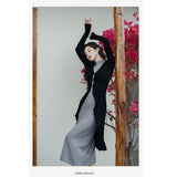 Cold Wind Royal Sister Fan Wearing A Suit Early Autumn High Sense Two Sets Of Gray Dress Black Cardigan Woman